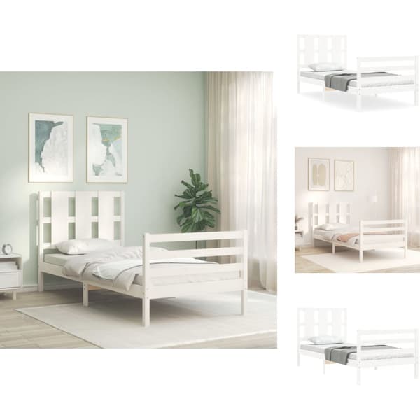 Senge & sengeramme - Living sengeramme med sengegavl 90x200 cm massivt træ hvid