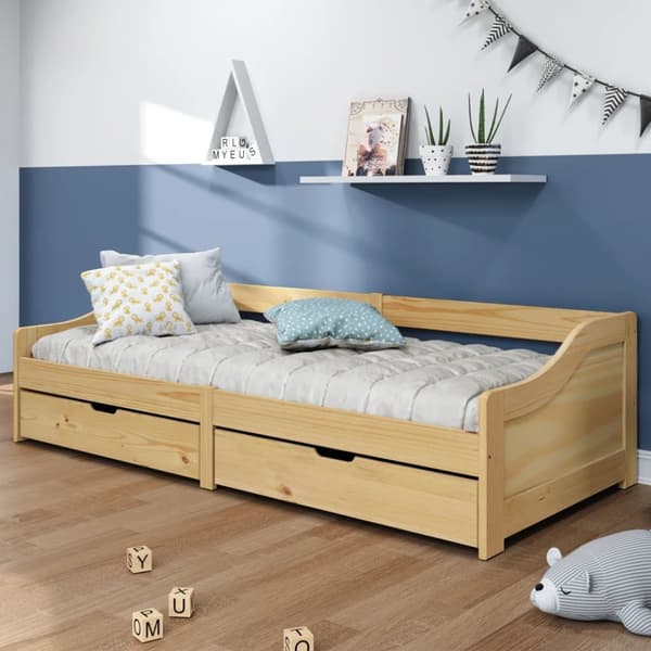 Sängar & sängramar - Living Dagbädd med 2 lådor IRUN 90x200 cm massiv furu