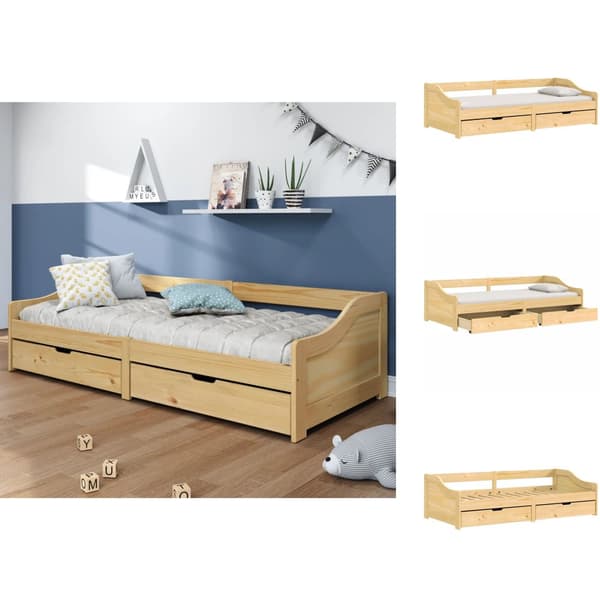 Sängar & sängramar - Living Dagbädd med 2 lådor IRUN 90x200 cm massiv furu