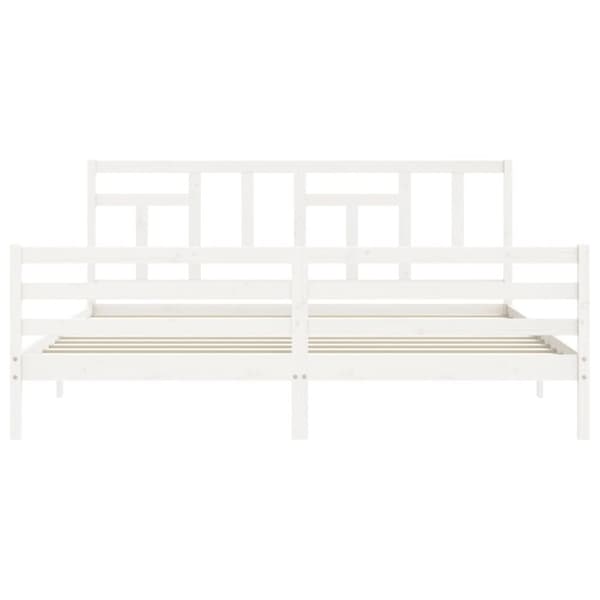 Sängyt & sängynrungot - Living Sängynrunko päädyllä valkoinen 200x200 cm täysi puu