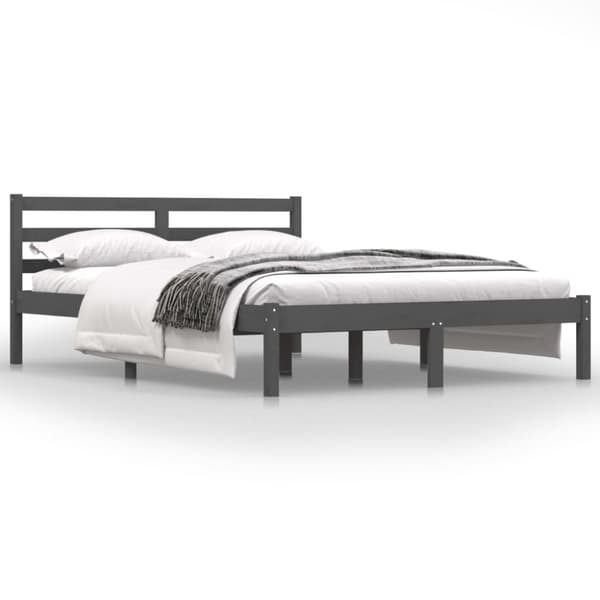 Senge & sengeramme - Living sengeramme 135x190 cm dobbelt massivt fyrretræ grå