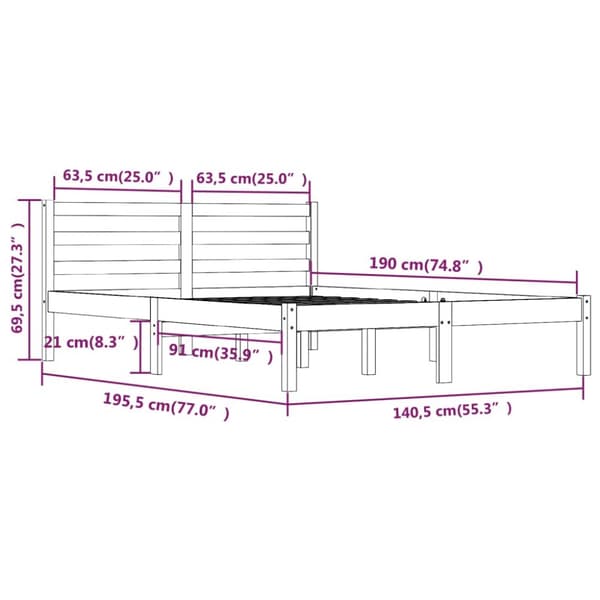 Senge & sengeramme - Living sengeramme 135x190 cm dobbelt massivt fyrretræ grå
