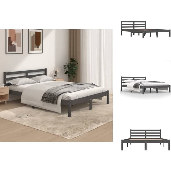 Senge & sengeramme - Living sengeramme 135x190 cm dobbelt massivt fyrretræ grå