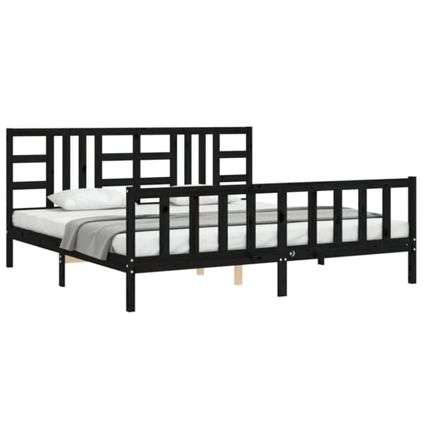 Senge & sengeramme - Living sengeramme med sengegavl 200x200 cm massivt træ sort