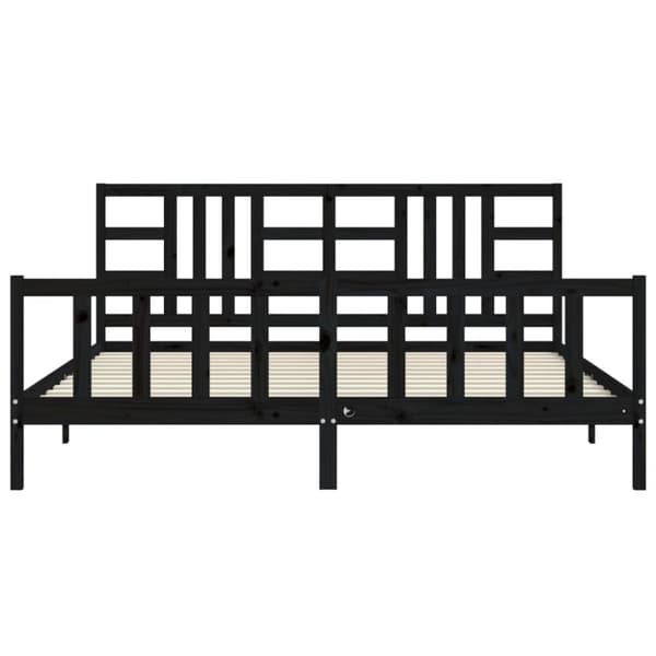 Senge & sengeramme - Living sengeramme med sengegavl 200x200 cm massivt træ sort