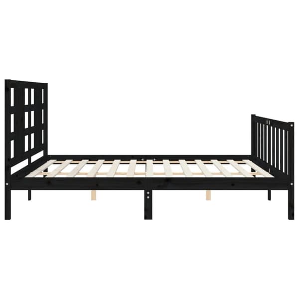 Senge & sengeramme - Living sengeramme med sengegavl 200x200 cm massivt træ sort