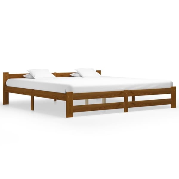 Senge & sengeramme - Living sengeramme 200x200 cm massivt fyrretræ gyldenbrun