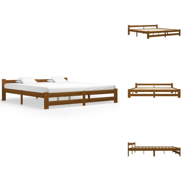 Senge & sengeramme - Living sengeramme 200x200 cm massivt fyrretræ gyldenbrun