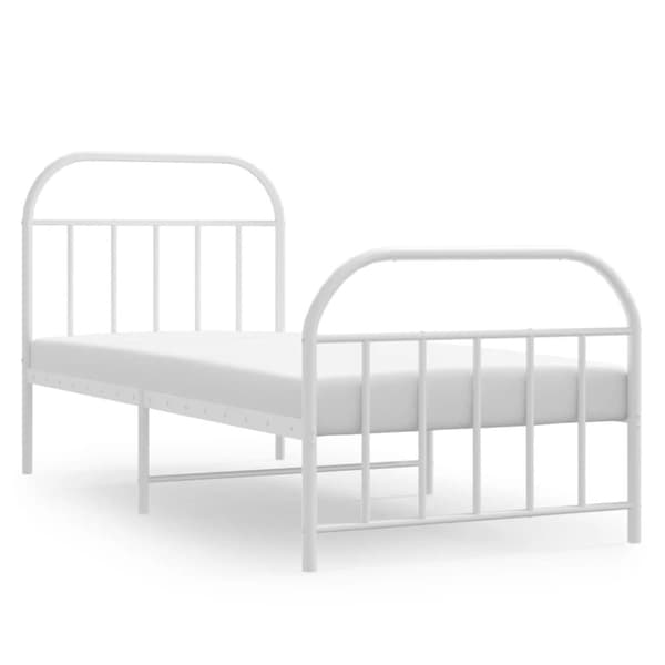Senge & sengeramme - Living sengeramme med sengegavl og fodgærde 90x190 cm metal hvid