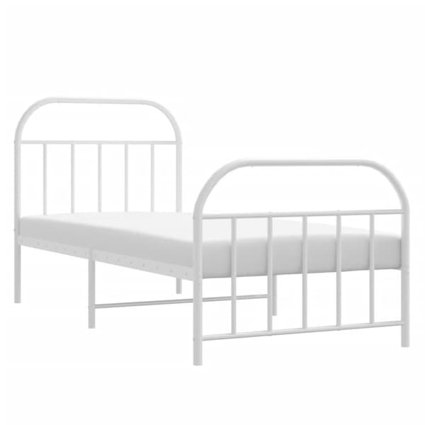 Senge & sengeramme - Living sengeramme med sengegavl og fodgærde 90x190 cm metal hvid