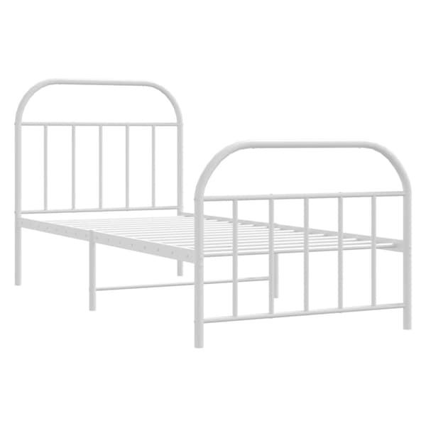 Senge & sengeramme - Living sengeramme med sengegavl og fodgærde 90x190 cm metal hvid