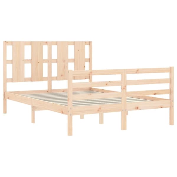 Senge & sengeramme - Living sengeramme med sengegavl 140x200 cm massivt træ hvid