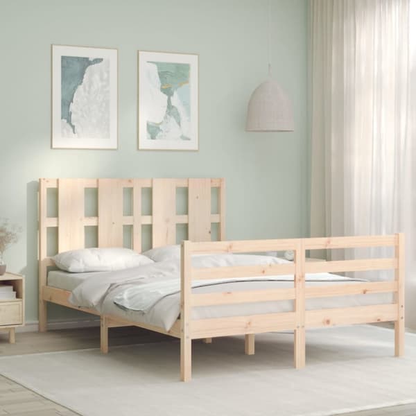 Senge & sengeramme - Living sengeramme med sengegavl 140x200 cm massivt træ hvid