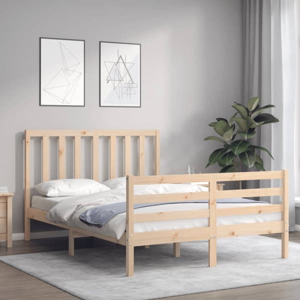 Senge & sengeramme - Living sengeramme med sengegavl 140x200 cm massivt træ hvid