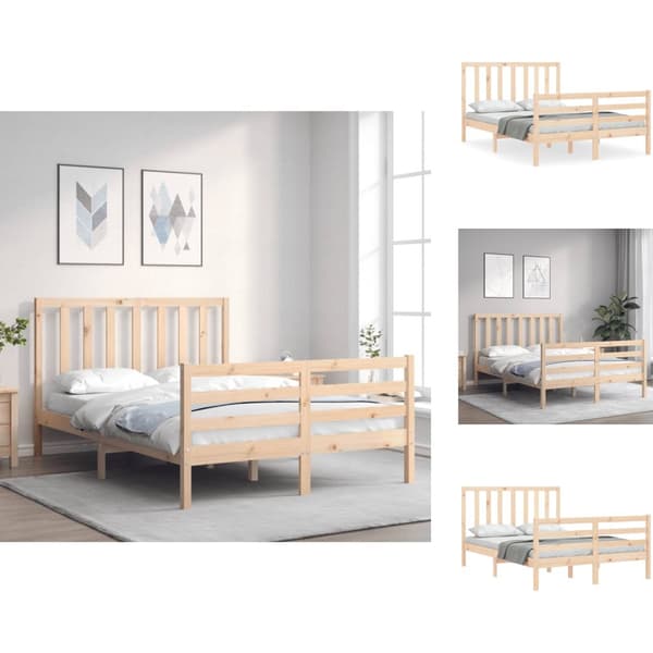 Senge & sengeramme - Living sengeramme med sengegavl 140x200 cm massivt træ hvid