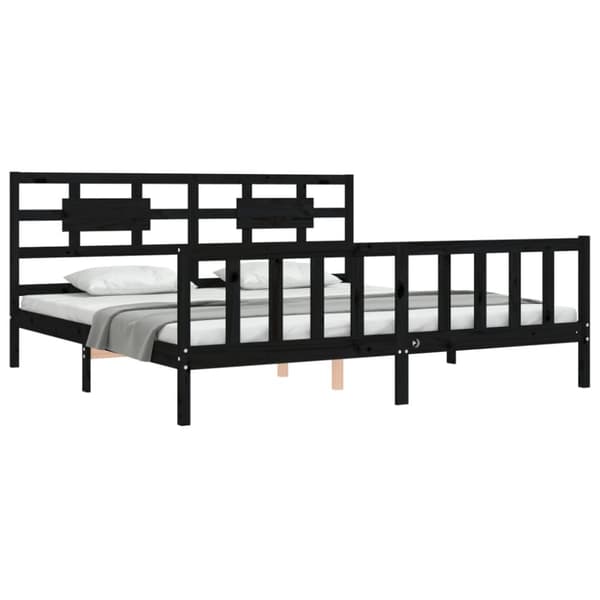 Senge & sengeramme - Living sengeramme med sengegavl 200x200 cm massivt træ sort