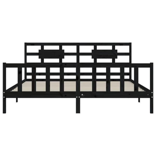 Senge & sengeramme - Living sengeramme med sengegavl 200x200 cm massivt træ sort