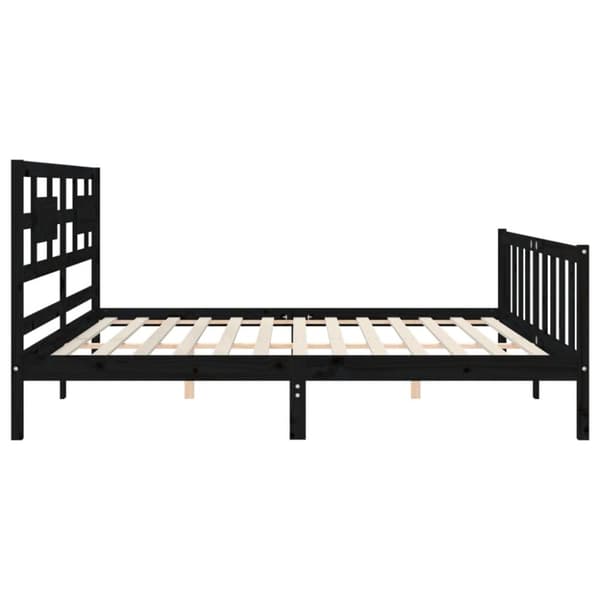 Senge & sengeramme - Living sengeramme med sengegavl 200x200 cm massivt træ sort
