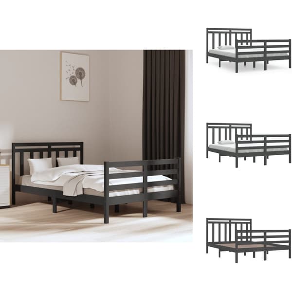 Senge & sengeramme - Living sengeramme 135x190 cm Double massivt fyrretræ grå