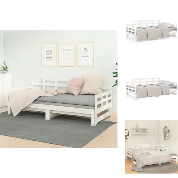 Sängar & sängramar - Living Bäddsoffa vit massiv furu 2x(90x200) cm