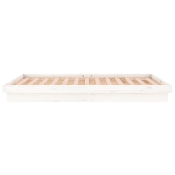 Sängyt & sängynrungot - Living Sängynrunko LED-valoilla valkoinen 140x190 cm täysi puu