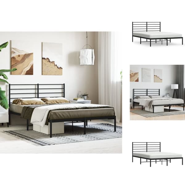 Senge & sengeramme - Living sengeramme med sengegavl 160x200 cm metal sort