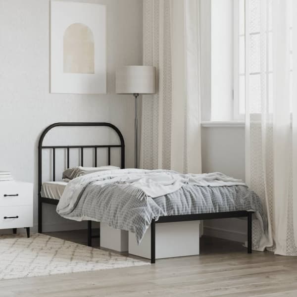 Senge & sengeramme - Living sengeramme med sengegavl 90x200 cm metal sort