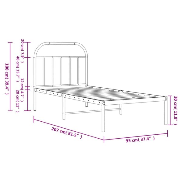 Senge & sengeramme - Living sengeramme med sengegavl 90x200 cm metal sort