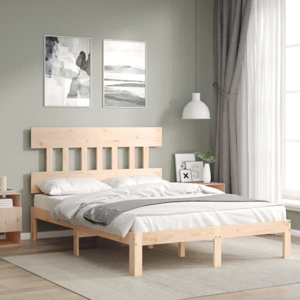 Senge & sengeramme - Living sengeramme med sengegavl 120x200 cm massivt træ hvid