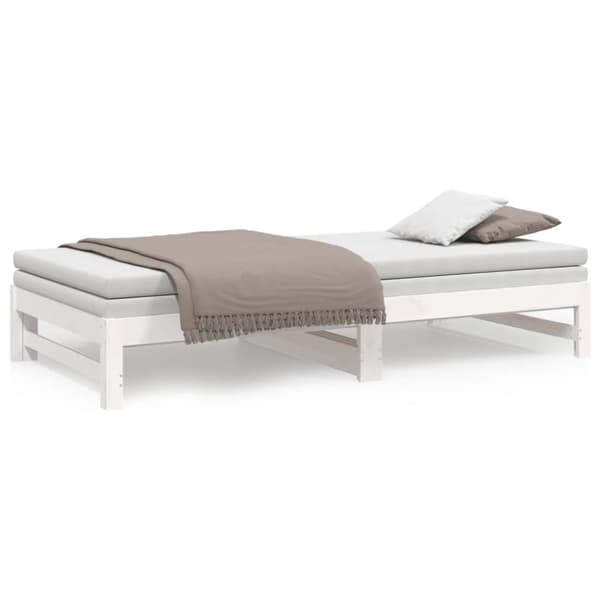 Senge & sengeramme - Living daybed med udtræk 2x(90x200) cm massivt fyrretræ hvid
