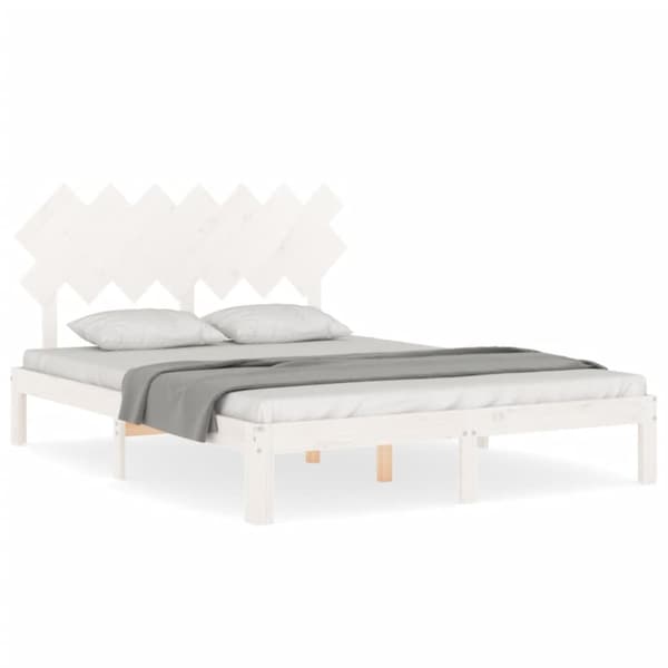 Senge & sengeramme - Living sengeramme med sengegavl 140x200 cm massivt træ hvid