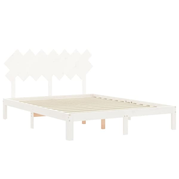 Senge & sengeramme - Living sengeramme med sengegavl 140x200 cm massivt træ hvid