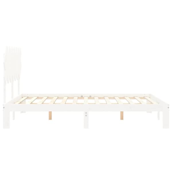 Senge & sengeramme - Living sengeramme med sengegavl 140x200 cm massivt træ hvid
