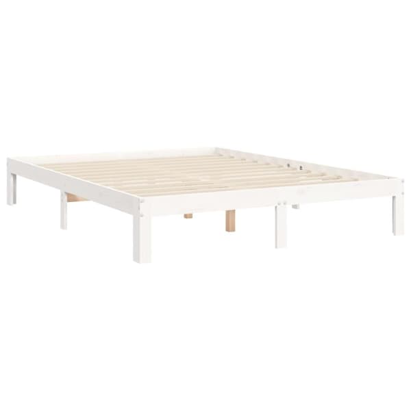 Senge & sengeramme - Living sengeramme med sengegavl 140x200 cm massivt træ hvid