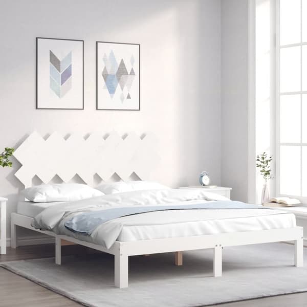 Senge & sengeramme - Living sengeramme med sengegavl 140x200 cm massivt træ hvid
