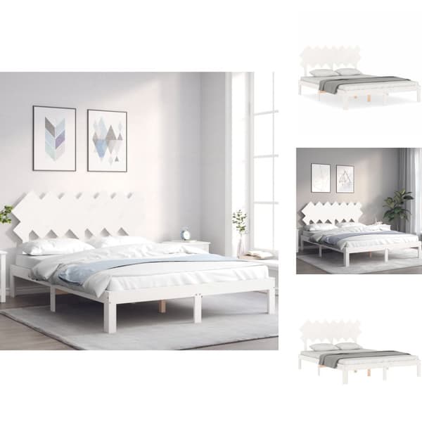 Senge & sengeramme - Living sengeramme med sengegavl 140x200 cm massivt træ hvid