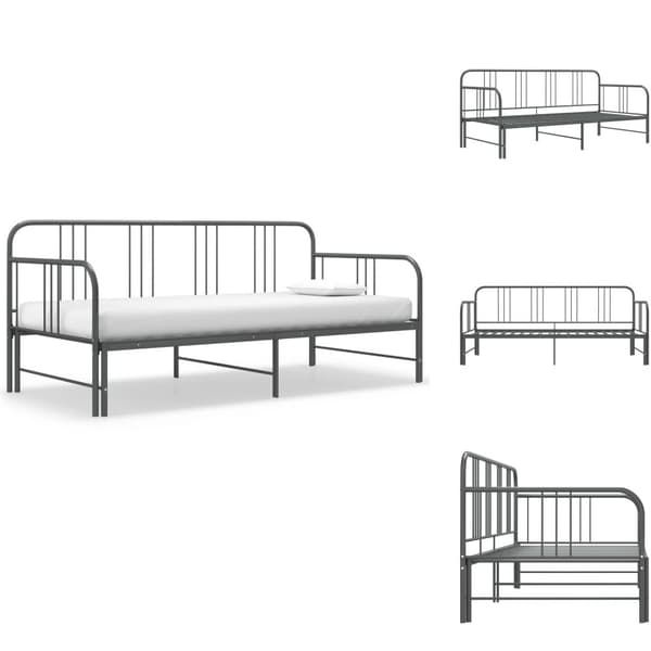 Sängar & sängramar - Living Utdragbar sängram bäddsoffa grå metall 90x200 cm