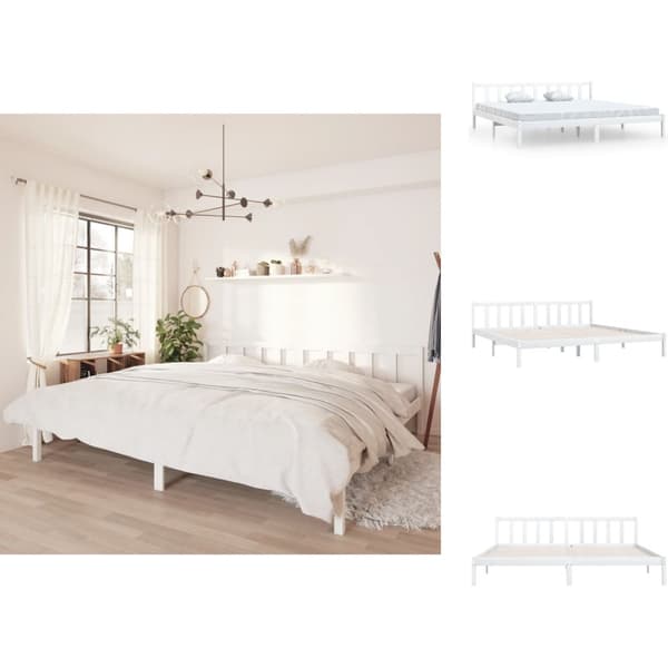 Senge & sengeramme - Living sengestel 200x200 cm massivt fyrretræ hvid