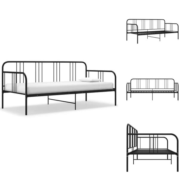 Sängar & sängramar - Living Sängram bäddsoffa svart metall 90x200 cm