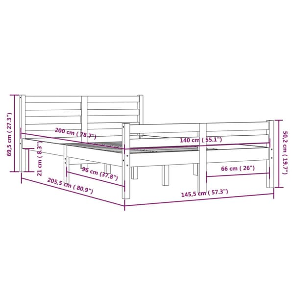 Senge & sengeramme - Living sengeramme 140x200 cm massivt træ hvid