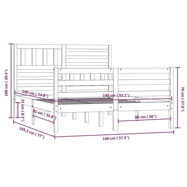 Senge & sengeramme - Living sengeramme 140x190 cm massivt træ hvid