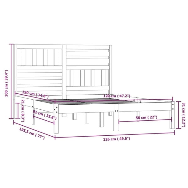 Sängar & sängramar - Living Sängram vit 120x190 cm liten dubbel massiv furu