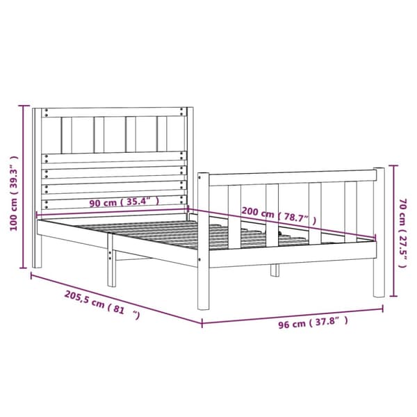 Senge & sengeramme - Living sengeramme 90x200 cm massivt træ