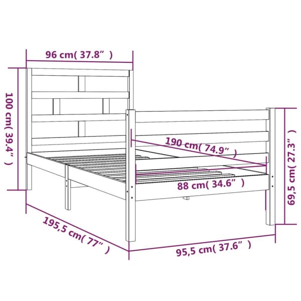 Sängar & sängramar - Living Sängram massiv furu 90x190 cm vit