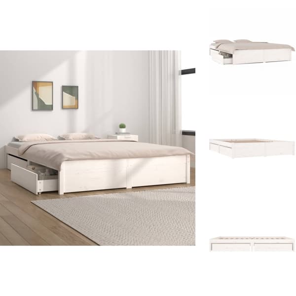 Senge & sengeramme - Living sengeramme med skuffer 200x200 cm hvid