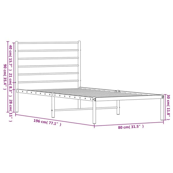 Senge & sengeramme - Living sengeramme med sengegavl 75x190 cm metal sort
