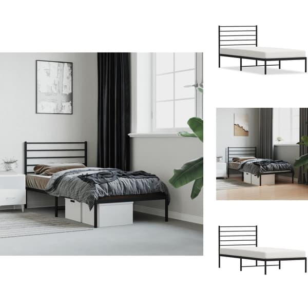 Senge & sengeramme - Living sengeramme med sengegavl 75x190 cm metal sort