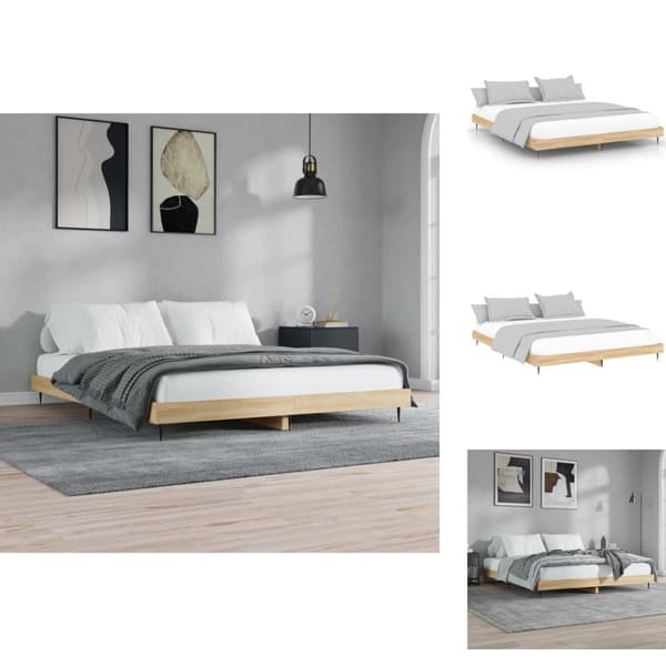 Senge & sengeramme - Living sengestel 200x200 cm konstrueret træ sonoma-eg
