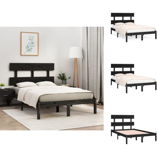 Senge & sengeramme - Living sengeramme 140x190 cm massivt træ sort