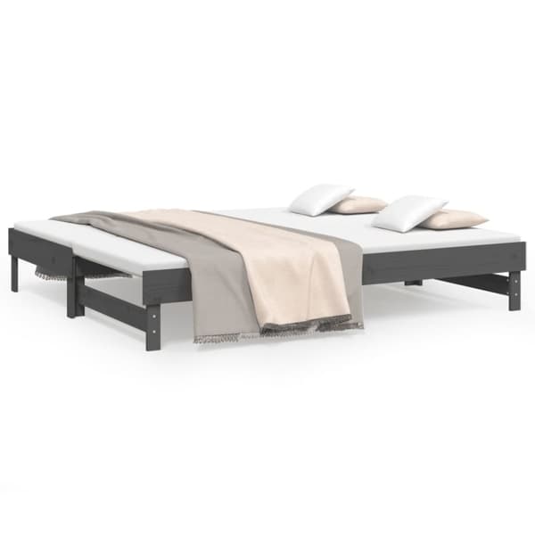 Senge & sengeramme - Living daybed med udtræk 2x(90x200) cm massivt fyrretræ grå